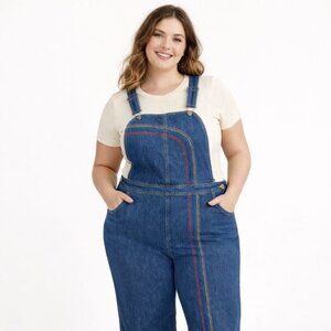 MODCLOTH Rainbow With Me Denim Overalls Blue Size 16